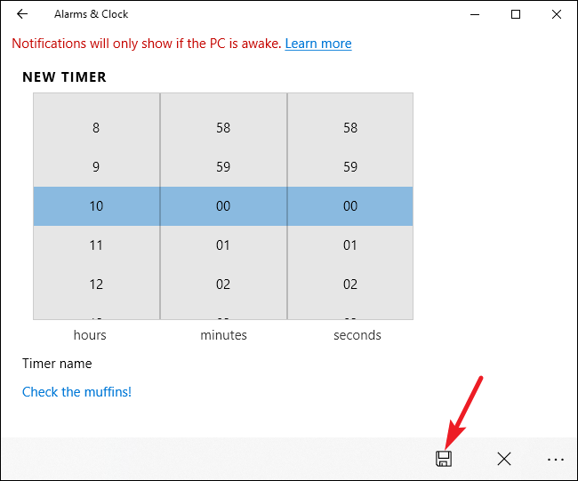 Экран настройки таймера: время и имя таймера