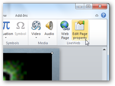 Кнопка редактирования свойств страницы LiveWeb