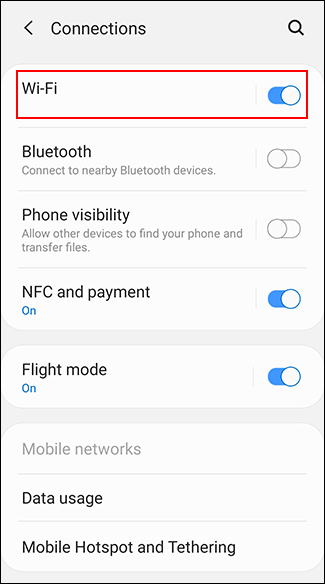 Нажмите Wi‑Fi
