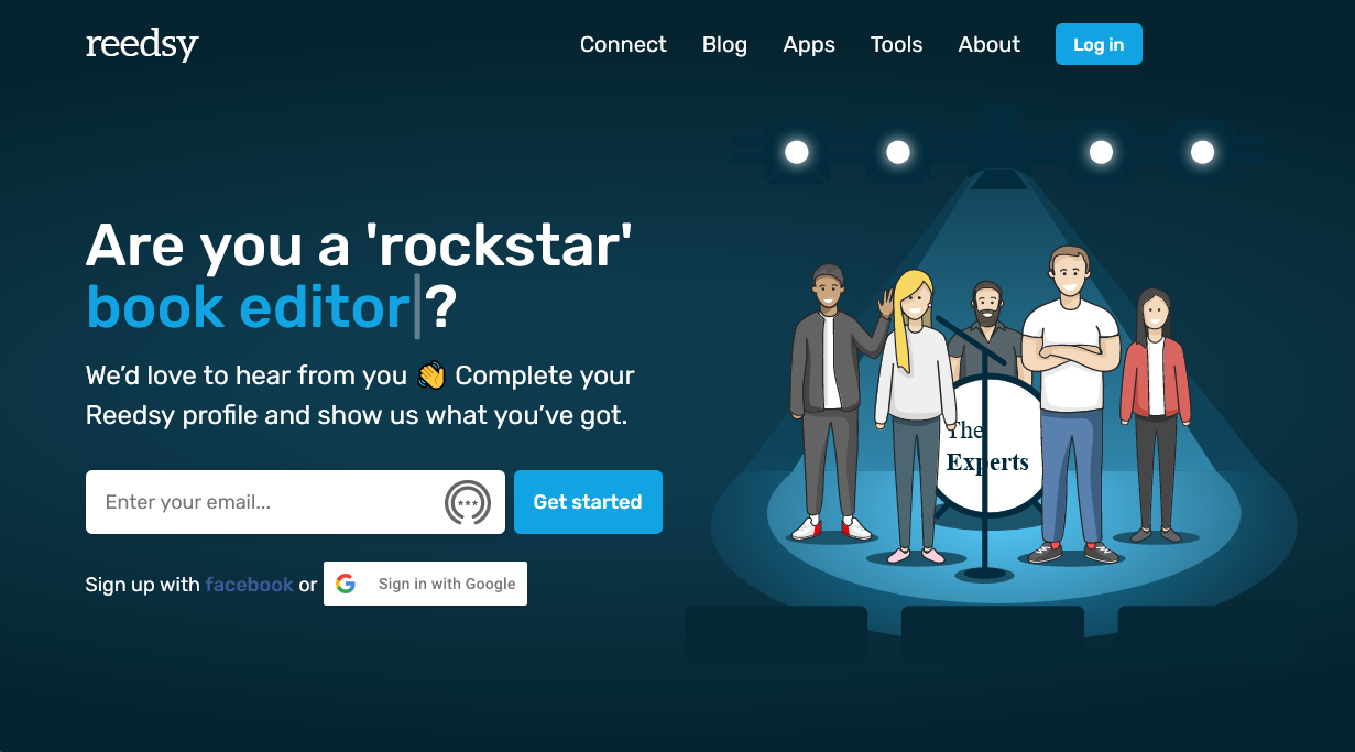 Страница входа в Reedsy