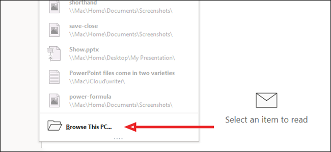 Диалог выбора файла для вложения