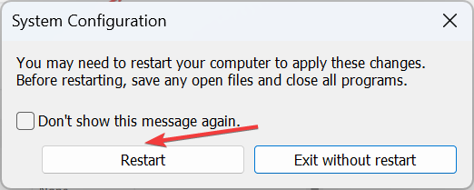 Запрос на перезагрузку системы