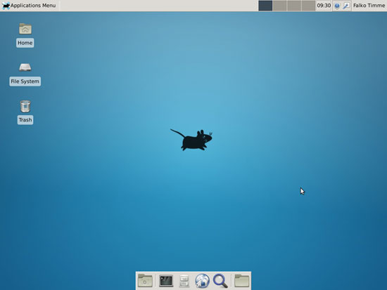 Внешний вид стандартного рабочего стола XFCE после установки