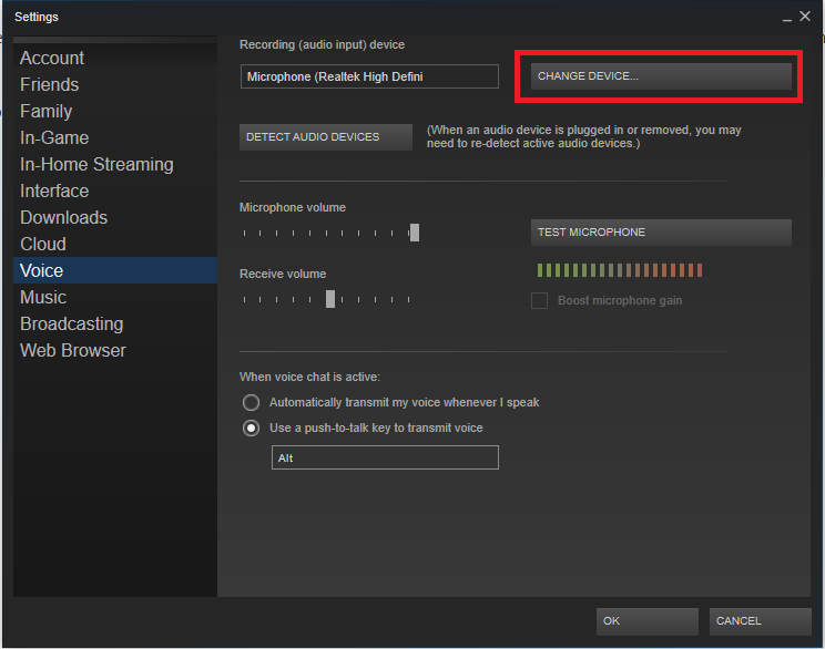 Выбор аудиоустройства в Windows