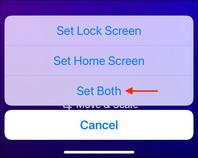 Выбор Set Both для установки на оба экрана
