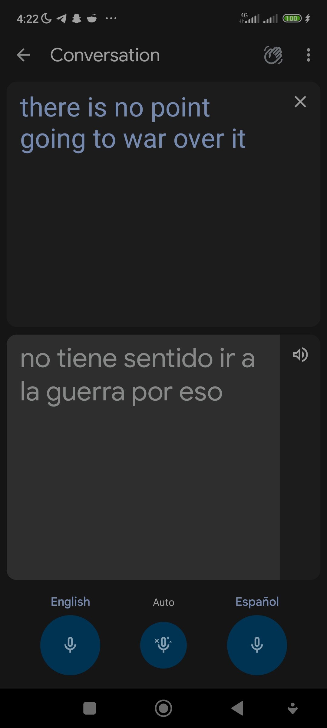 Translate conversations at real-time on Google Translate