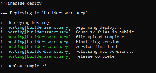 Развернуть сайт командой firebase deploy