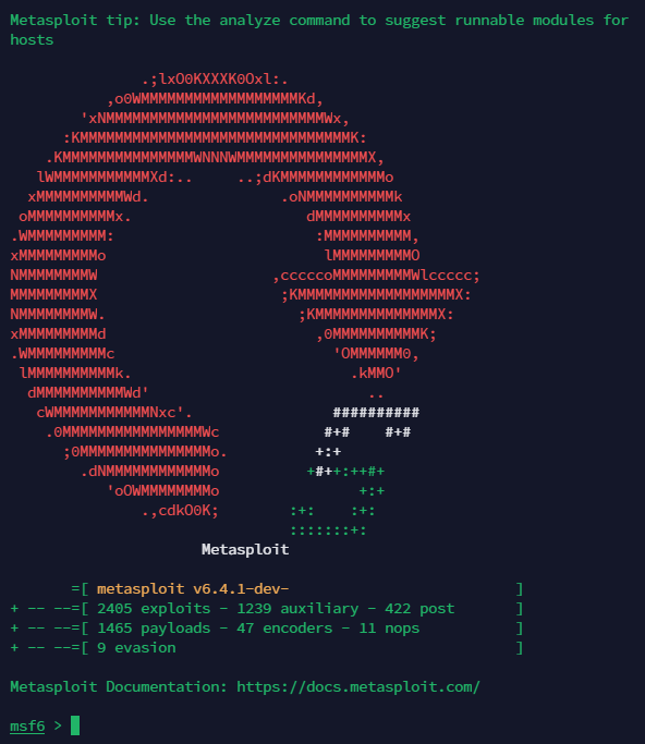 Консольный вывод установщика Nightly Metasploit