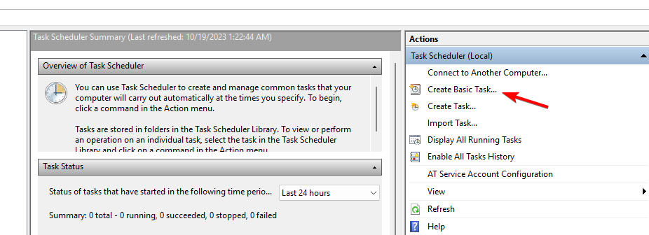 Создание простой задачи в Планировщике заданий