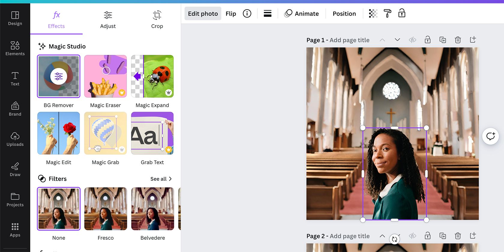Выделение Magic Grab в Canva