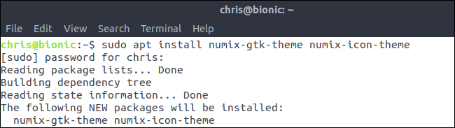 Установка Numix через apt и выбор темы в Tweaks
