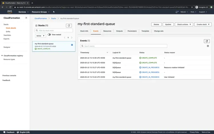 Статус создания очереди