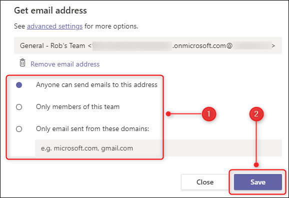Параметры, кто может отправлять письма в канал