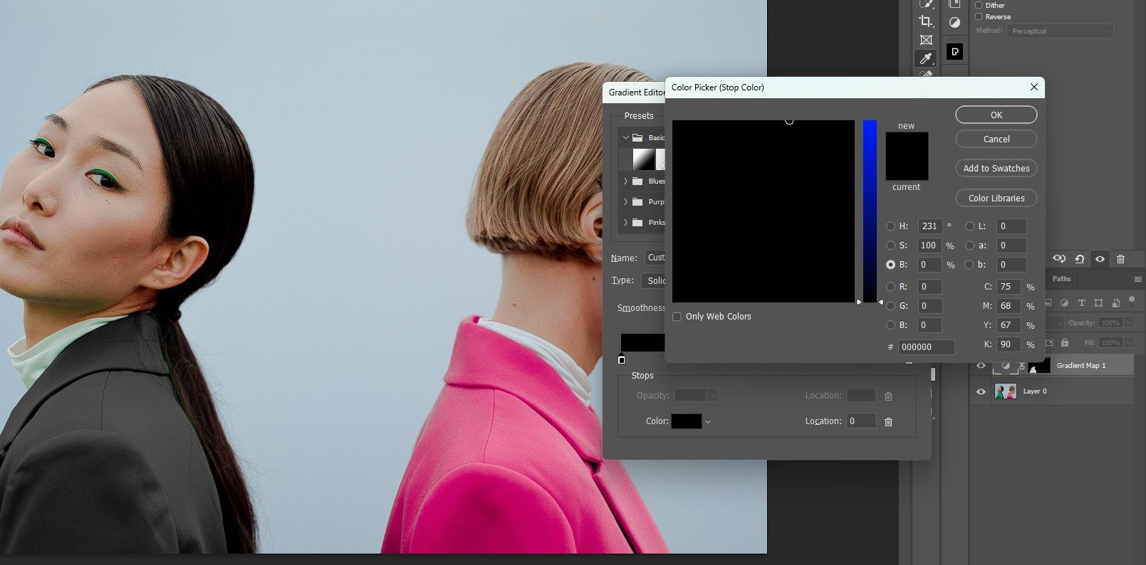 Шаг 7: Откройте выбор цвета стопа