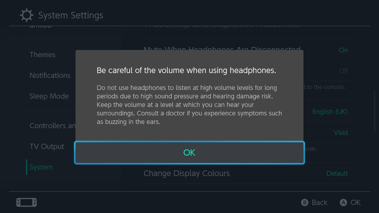 Скриншот предупреждения при изменении настройки «Lower Maximum Headphone Volume»