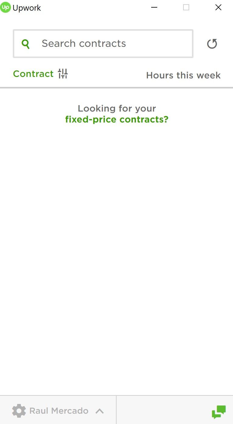 Upwork Desktop app dashboard