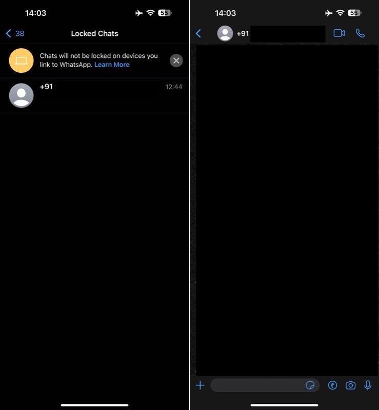 Просмотр заблокированных чатов в папке Locked Chats