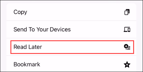 Выберите Read Later в меню Chrome