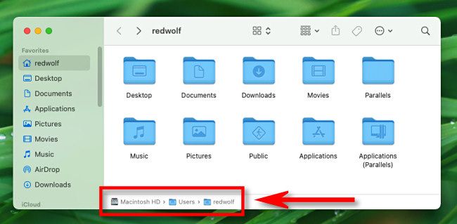 In Finder, use the Path Bar to see your current path location.