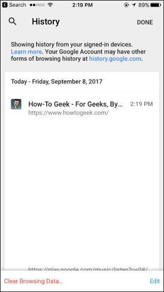История Chrome — полная история просмотров