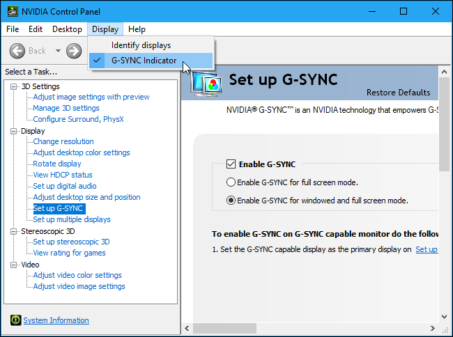 Индикатор G-Sync в игре