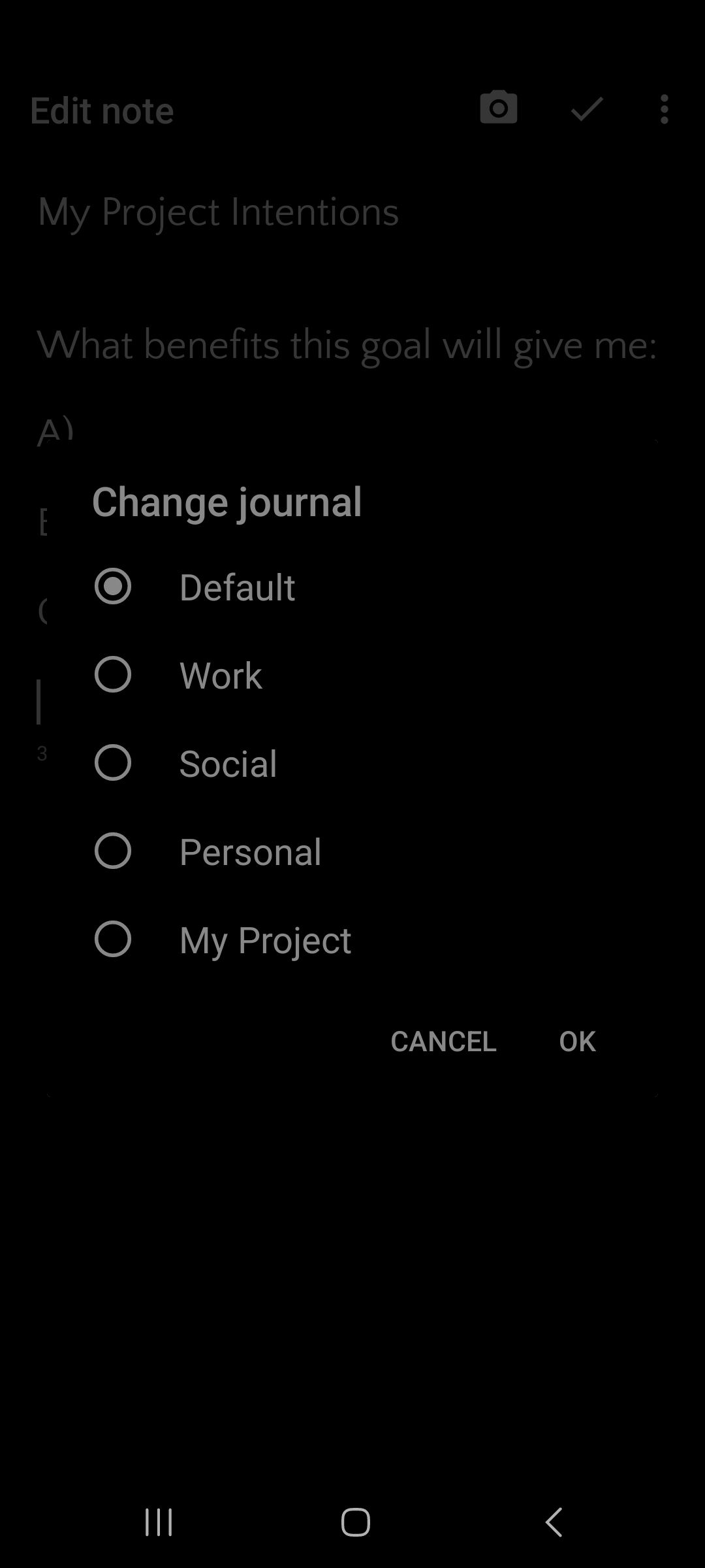 Simple Journal экран смены журнала
