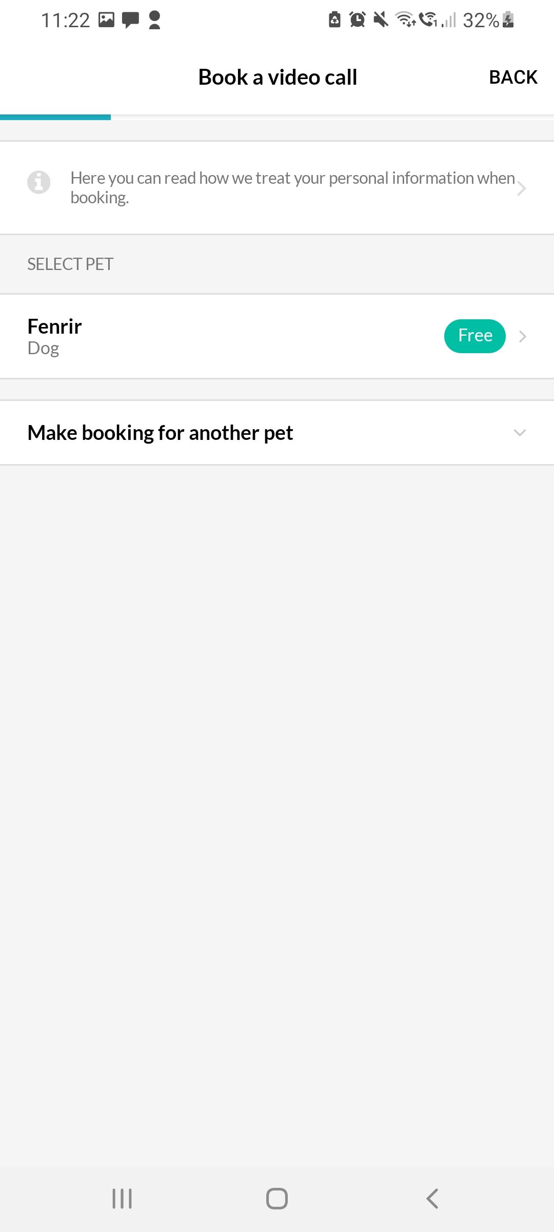 FirstVet App Android Choose Pet For Appointment