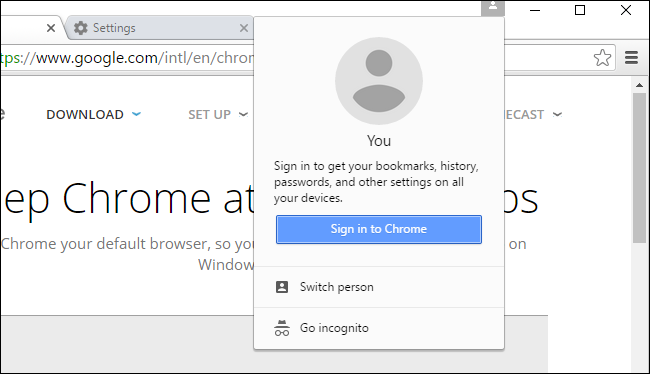Вход в аккаунт Google в Chrome