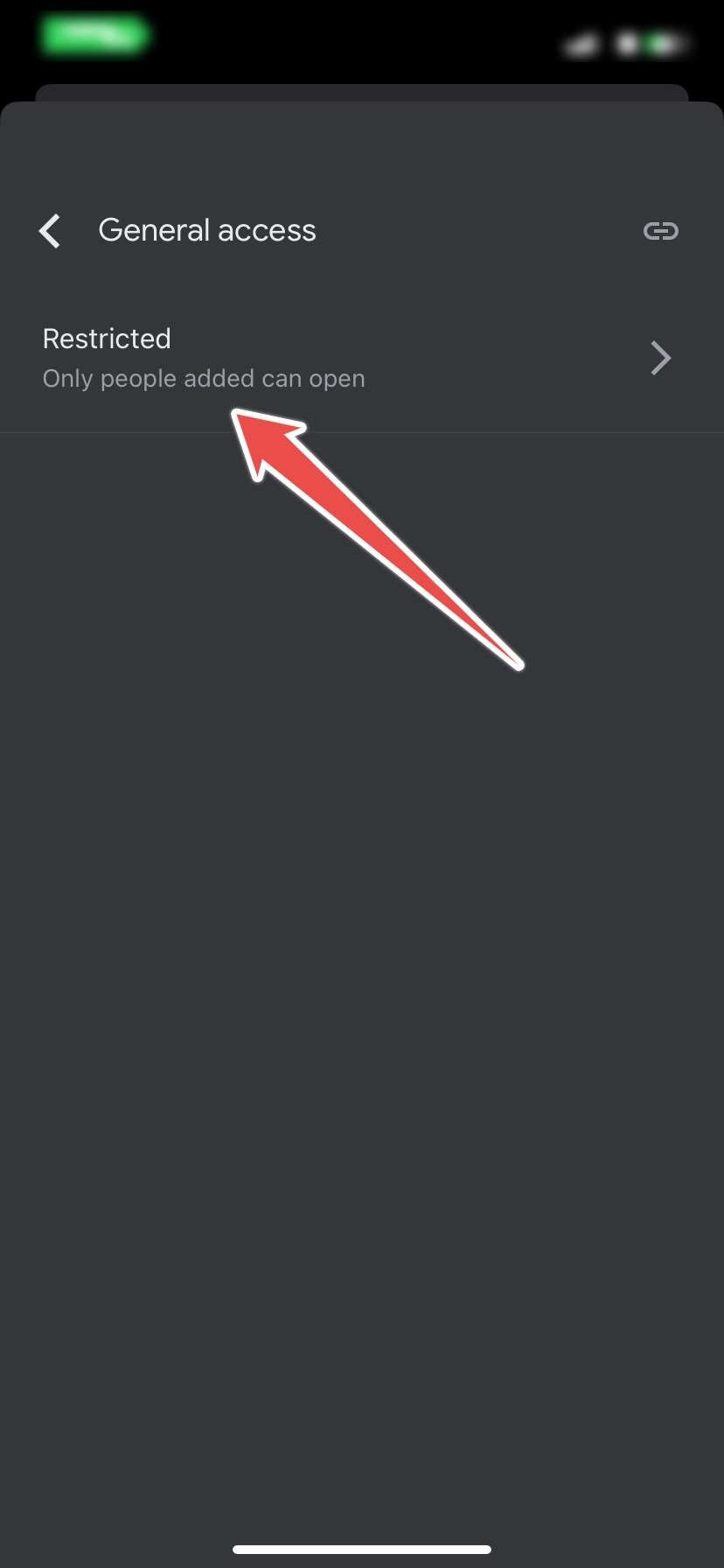 Повторное подтверждение опции «Ограничено» в меню управления доступом