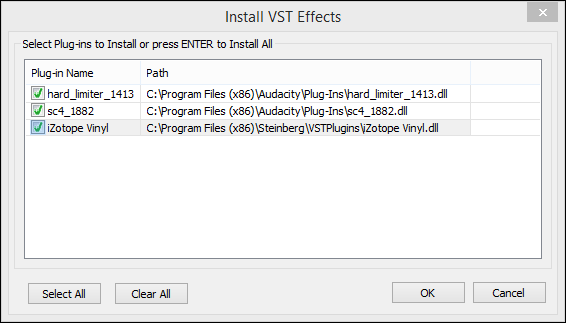 Окно регистрации плагина iZotope Vinyl в Audacity