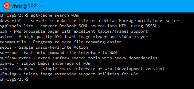 Результат поиска пакетов apt-cache с перечнем подходящих пакетов