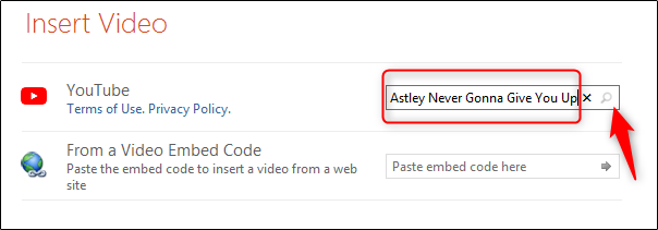 поиск видео в PowerPoint