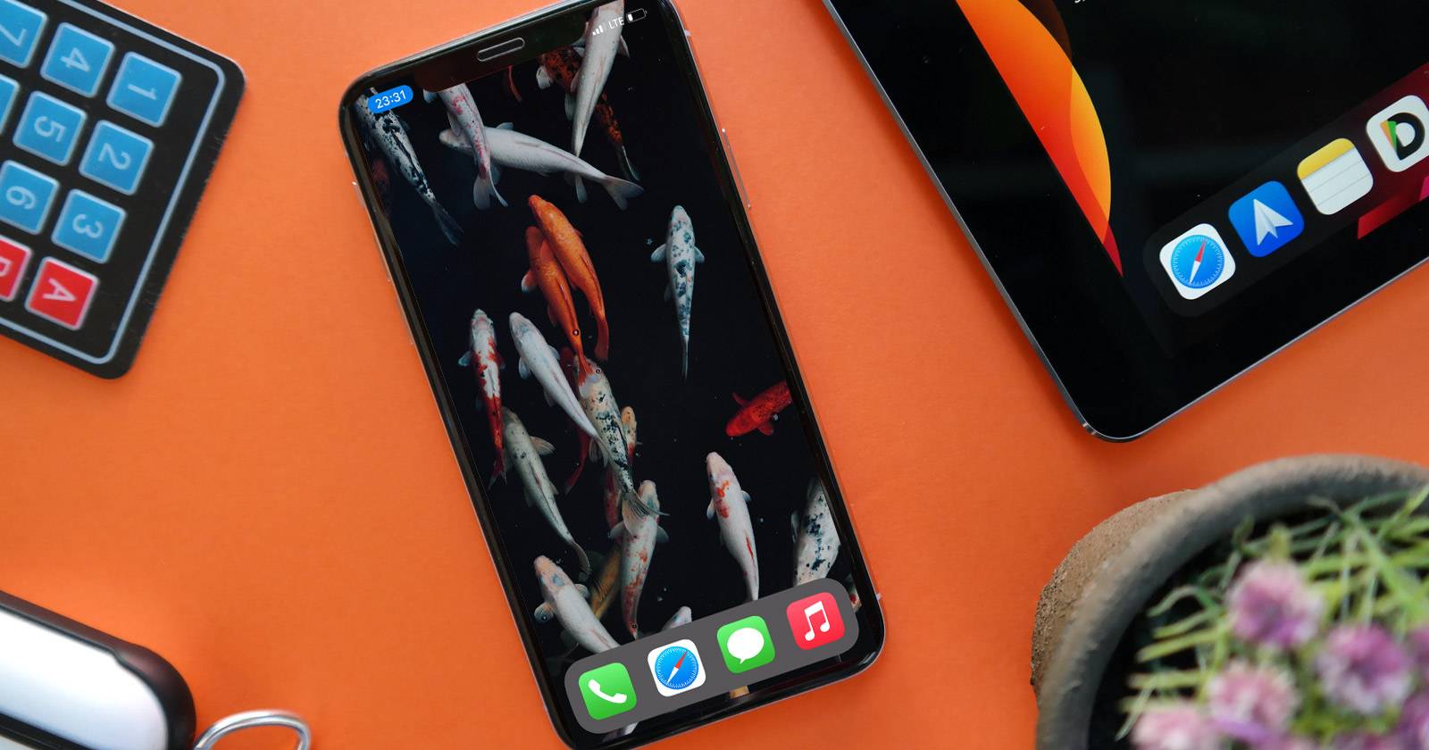 Пустой главный экран iPhone с минималистичными обоями