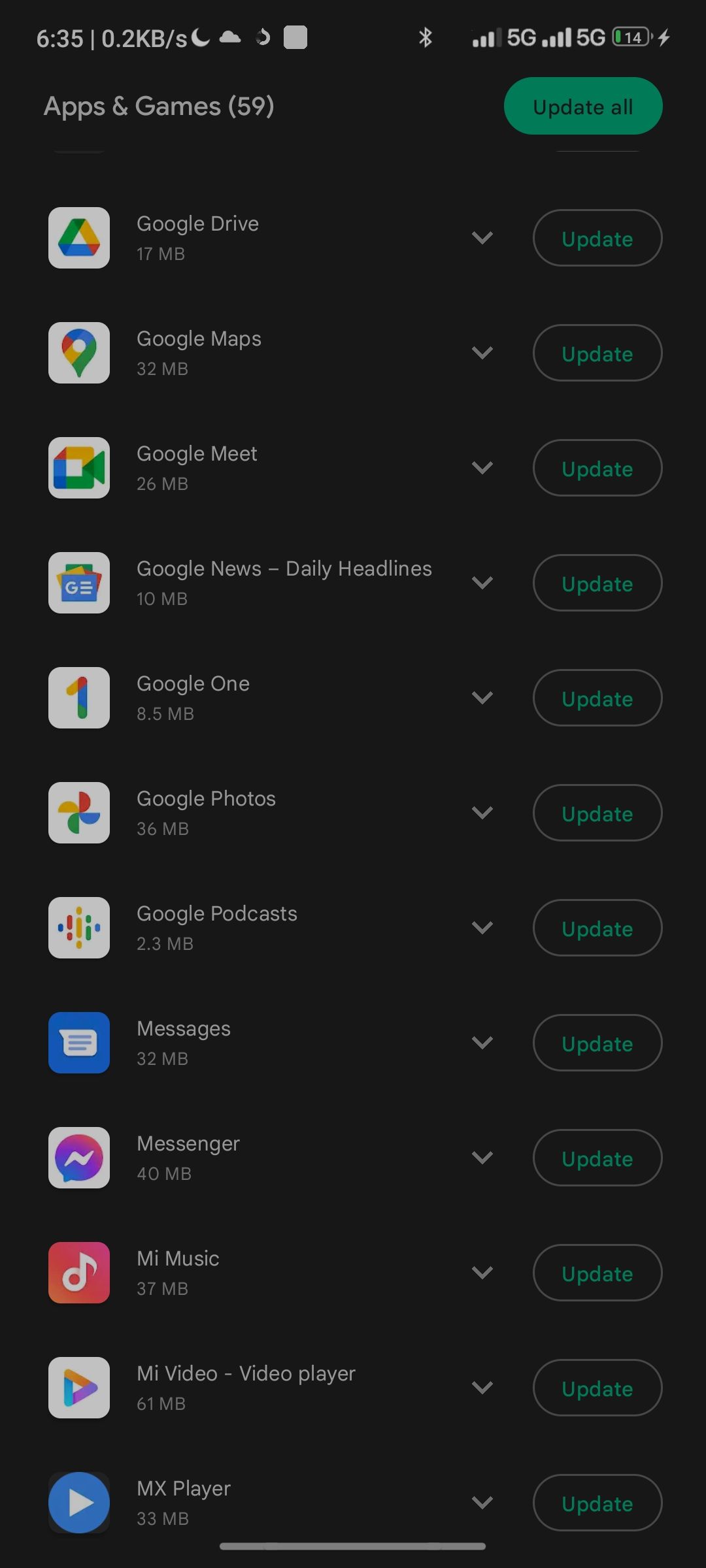 Updating your default android apps