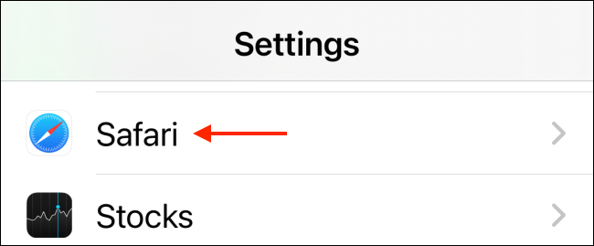 Tap Safari from Settings