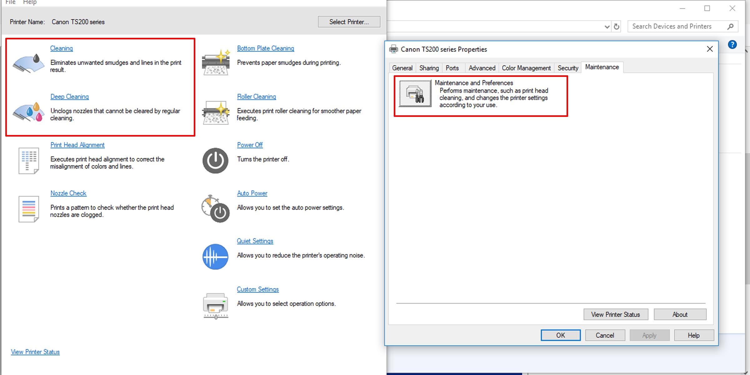 Схема чистки печатающей головки