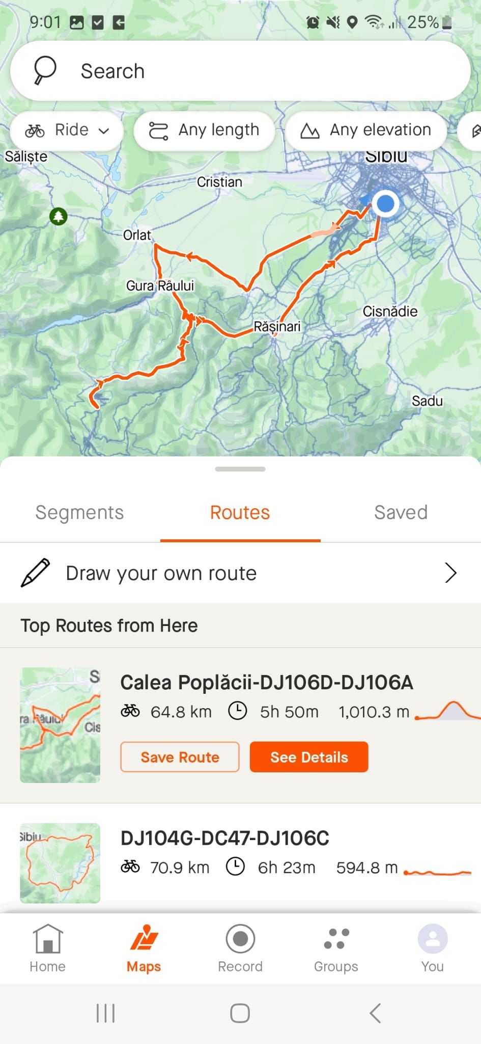 Начните рисовать маршрут в Strava