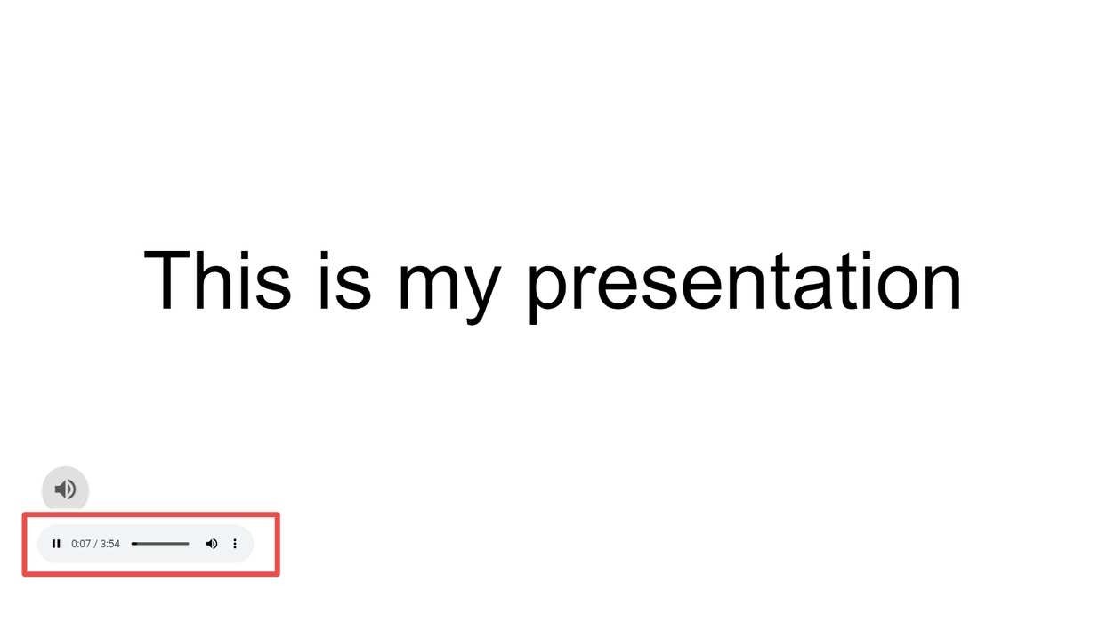 Панель управления воспроизведением аудио в Google Slides