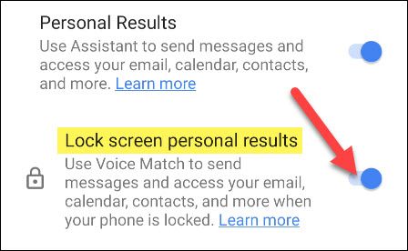 включите персональные результаты для экрана блокировки