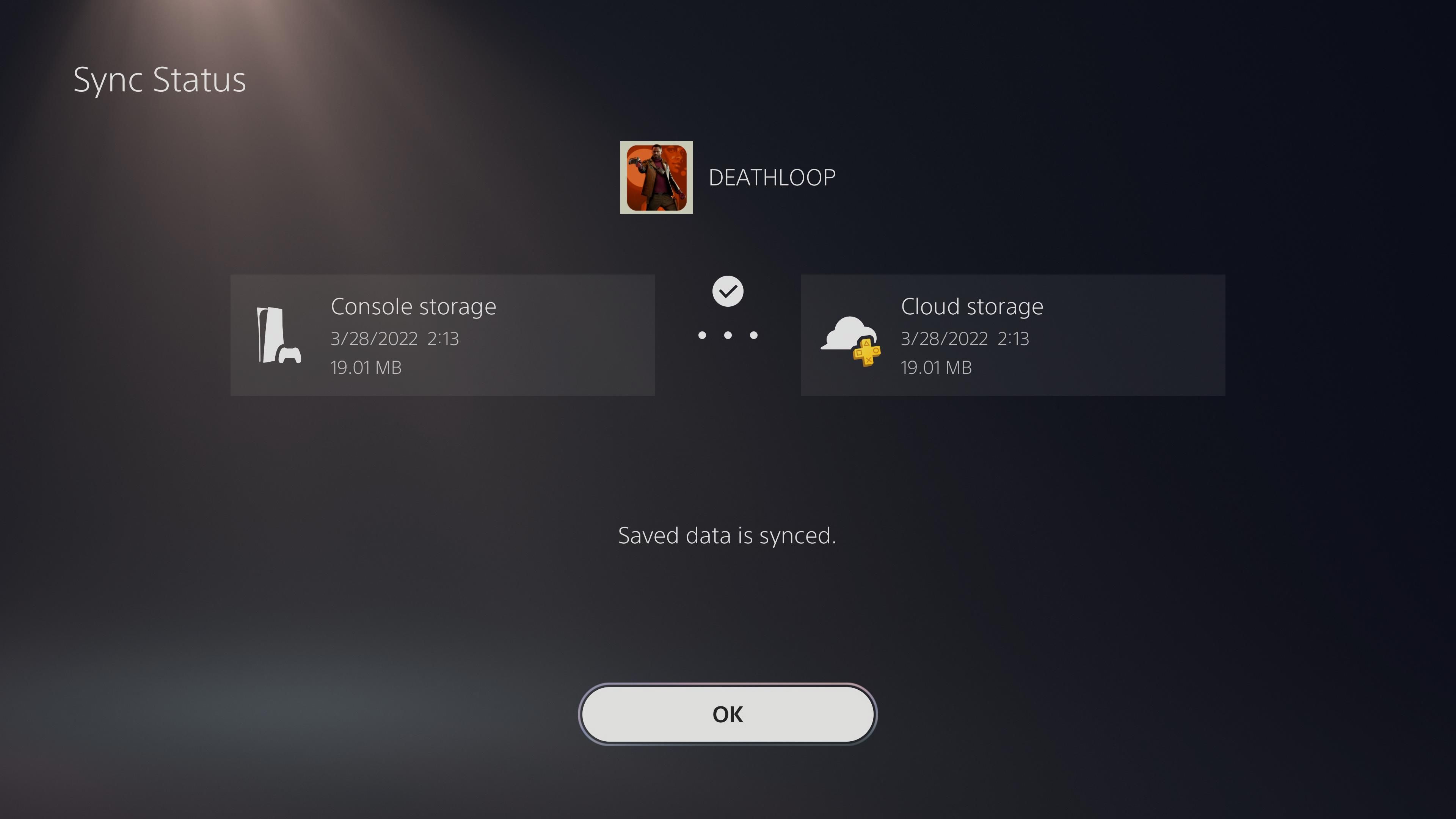 Статус синхронизации сохранений PS5