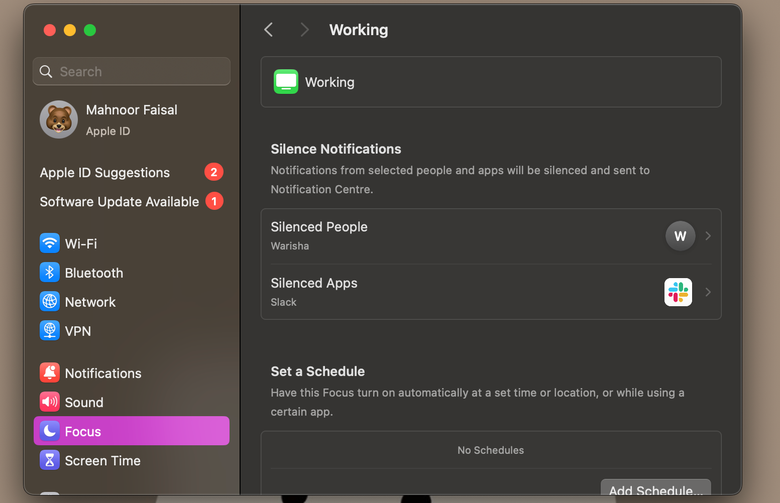 Создание режима Фокус в macOS