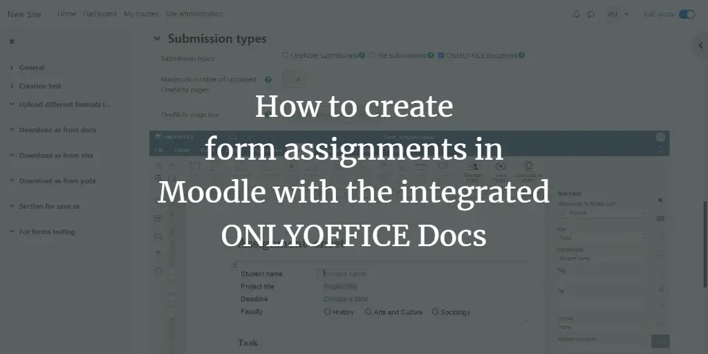Формы в заданиях Moodle с ONLYOFFICE Docs