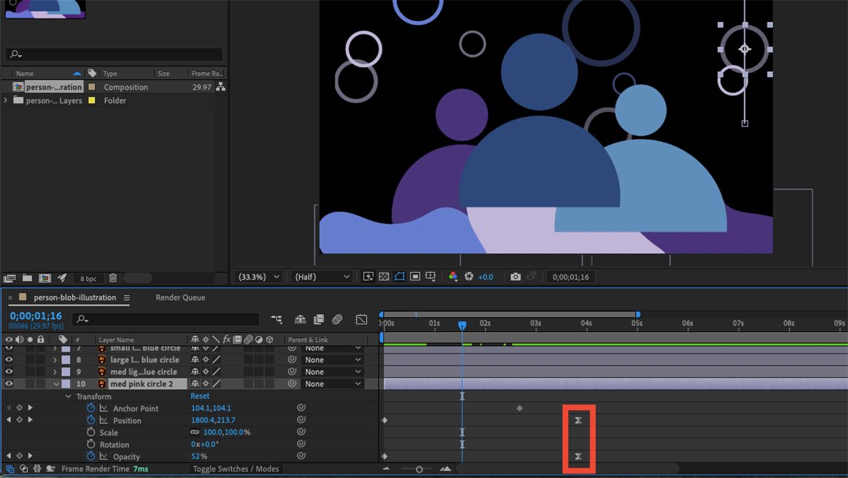 Иконки Easy Ease в After Effects.