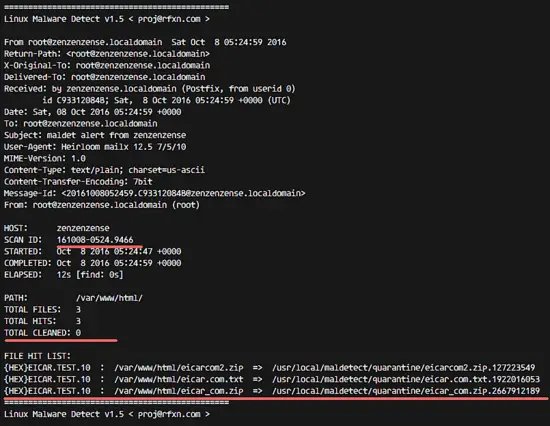 Проверка почты root — содержимое /var/mail/root