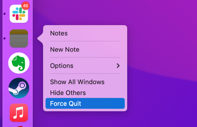 Принудительное завершение Notes на macOS