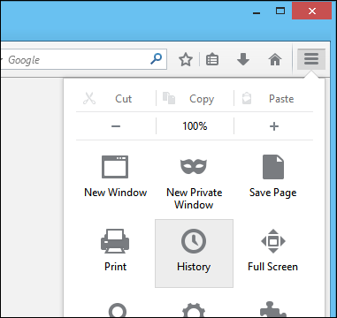 Пункт истории в Firefox