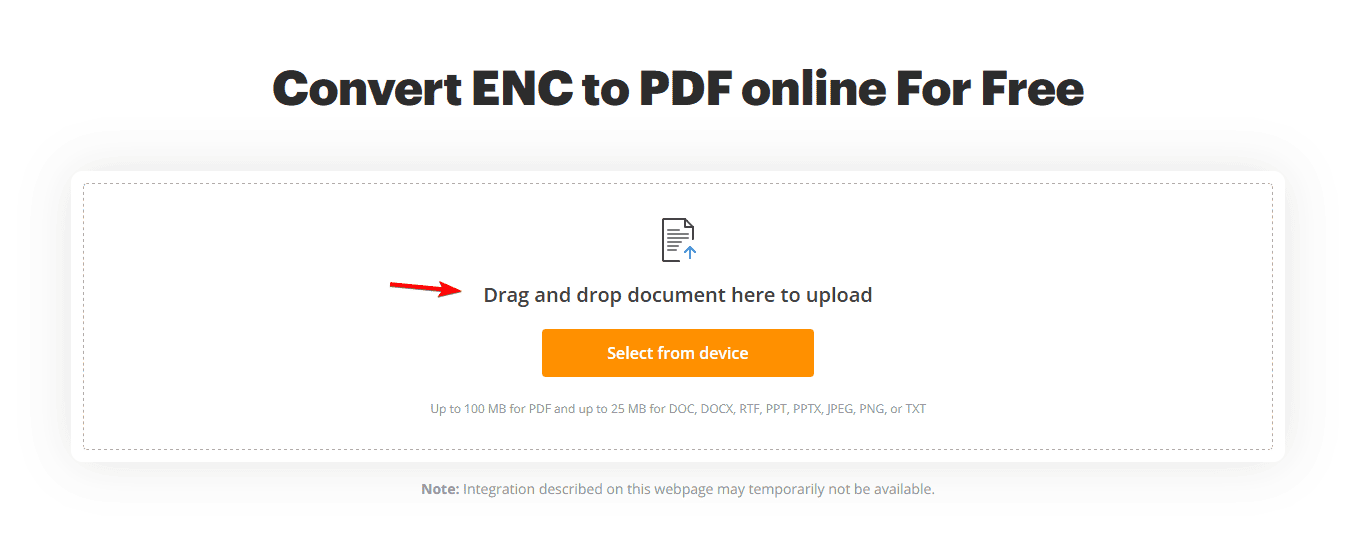 Скриншот: загрузка ENC в PDFFiller