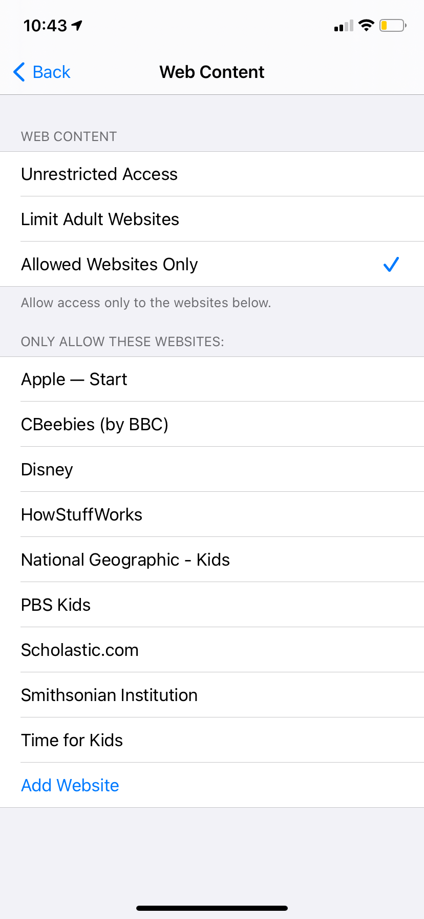 Ограничение доступа к веб‑контенту на iPhone