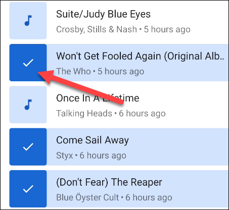 Выбранные треки отмечены для экспорта