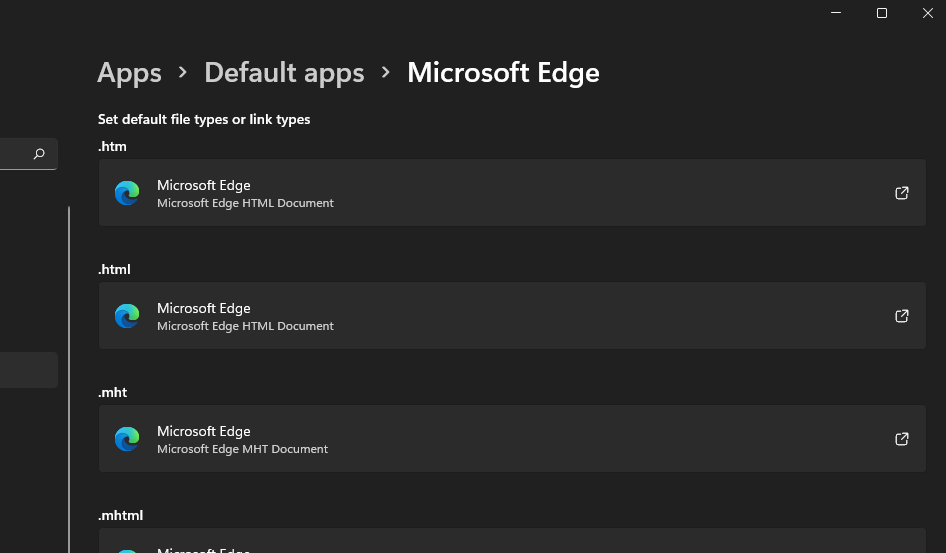Смена приложения по умолчанию для типов файлов в Windows 11